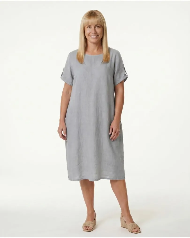 Leinenkleid Basic in  grau von Puro Lino (Bild 3)