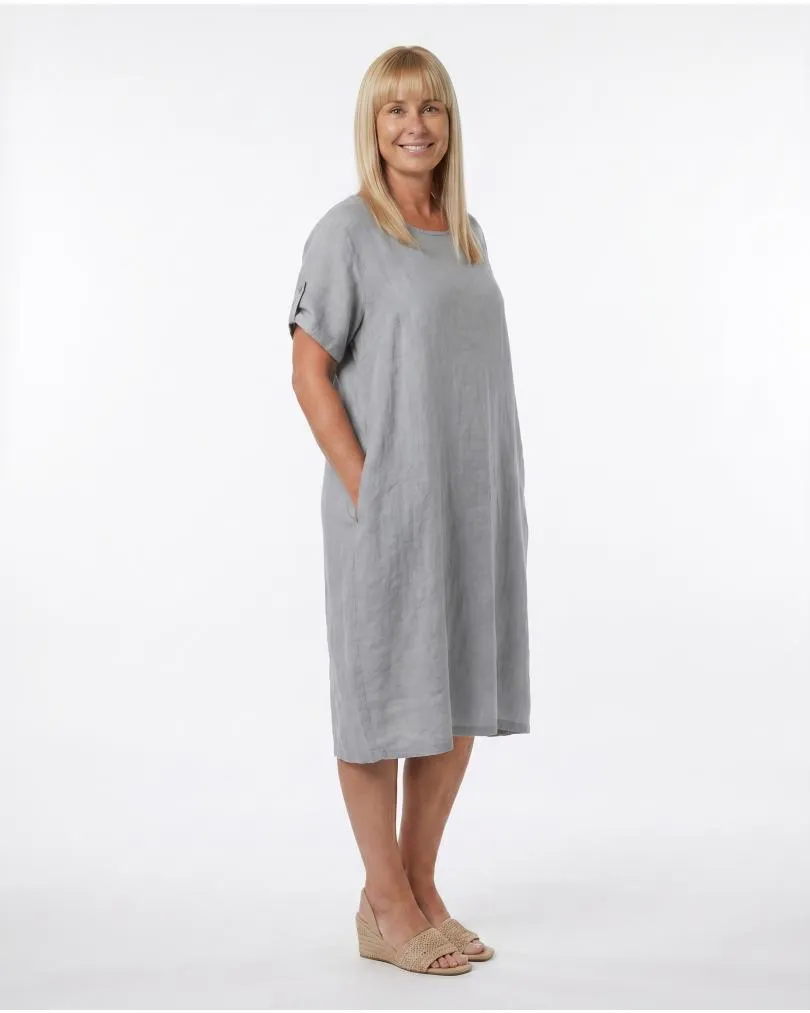 Leinenkleid Basic in  grau von Puro Lino (Bild 4)