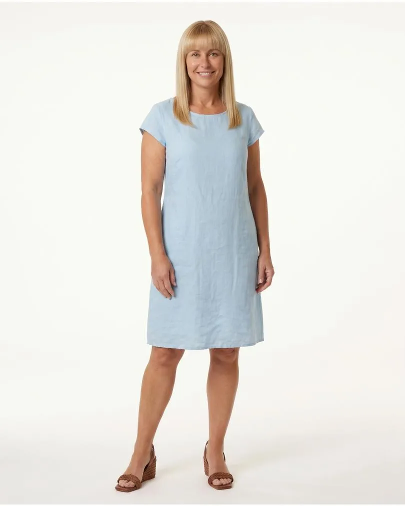 Leinenkleid Basic in  hellblau von Puro Lino (Bild 3)