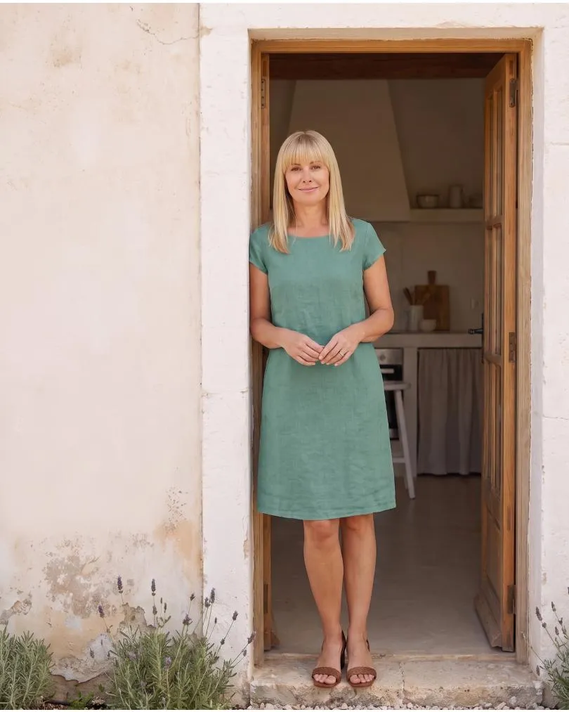 Leinenkleid Basic in  jade von Puro Lino (Bild 5)
