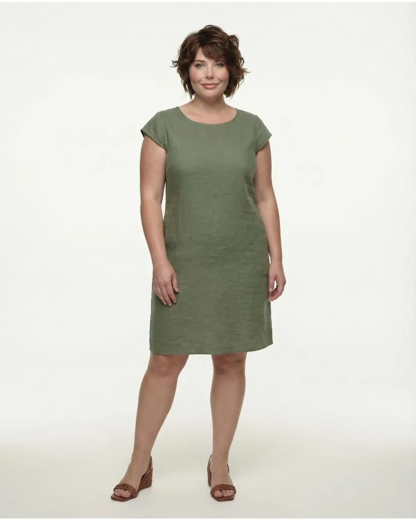 Leinenkleid Basic in  khaki von Puro Lino (Bild 3)