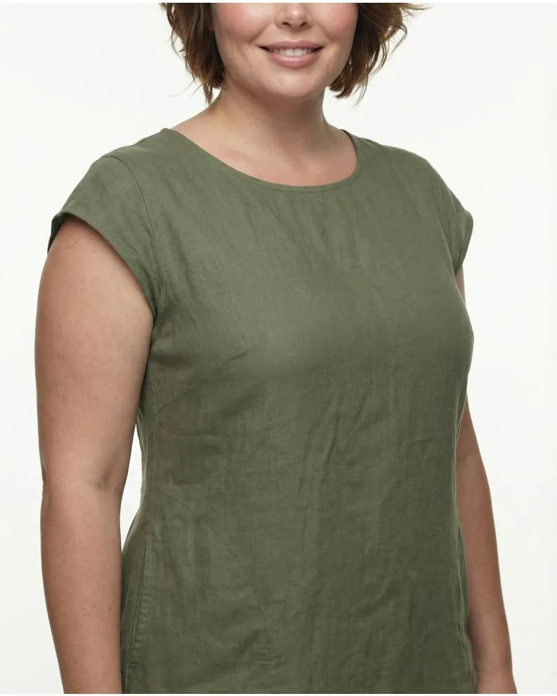 Leinenkleid Basic in  khaki von Puro Lino (Bild 4)