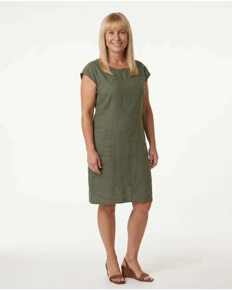 Leinenkleid Basic in  khaki von Puro Lino (Bild 3)