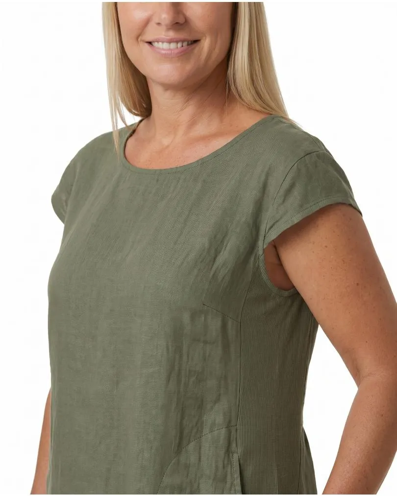 Leinenkleid Basic in  khaki von Puro Lino (Bild 4)