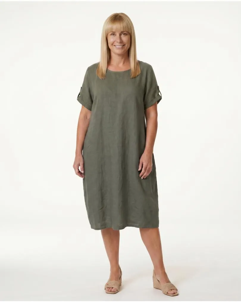 Leinenkleid Basic in  khaki von Puro Lino (Bild 3)