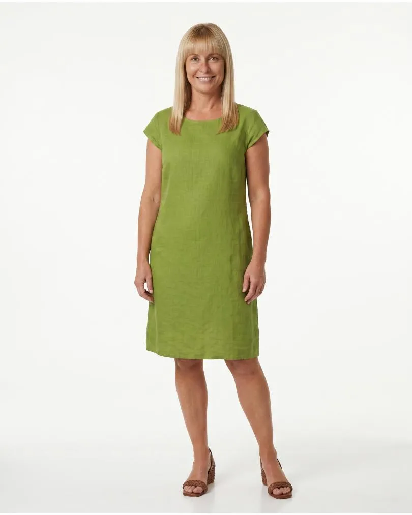 Leinenkleid Basic in  kiwi von Puro Lino (Bild 3)