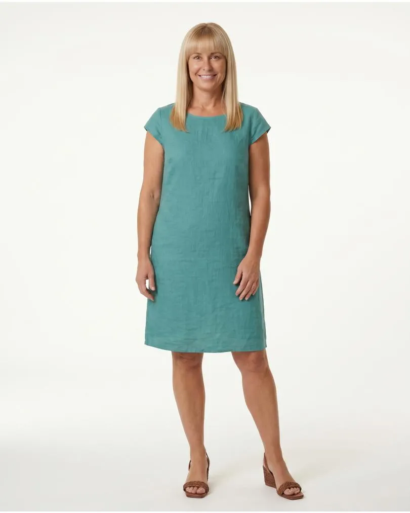 Leinenkleid Basic in  petrol von Puro Lino (Bild 3)