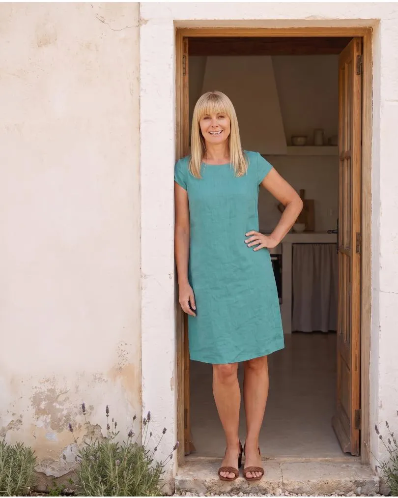 Leinenkleid Basic in  petrol von Puro Lino (Bild 5)