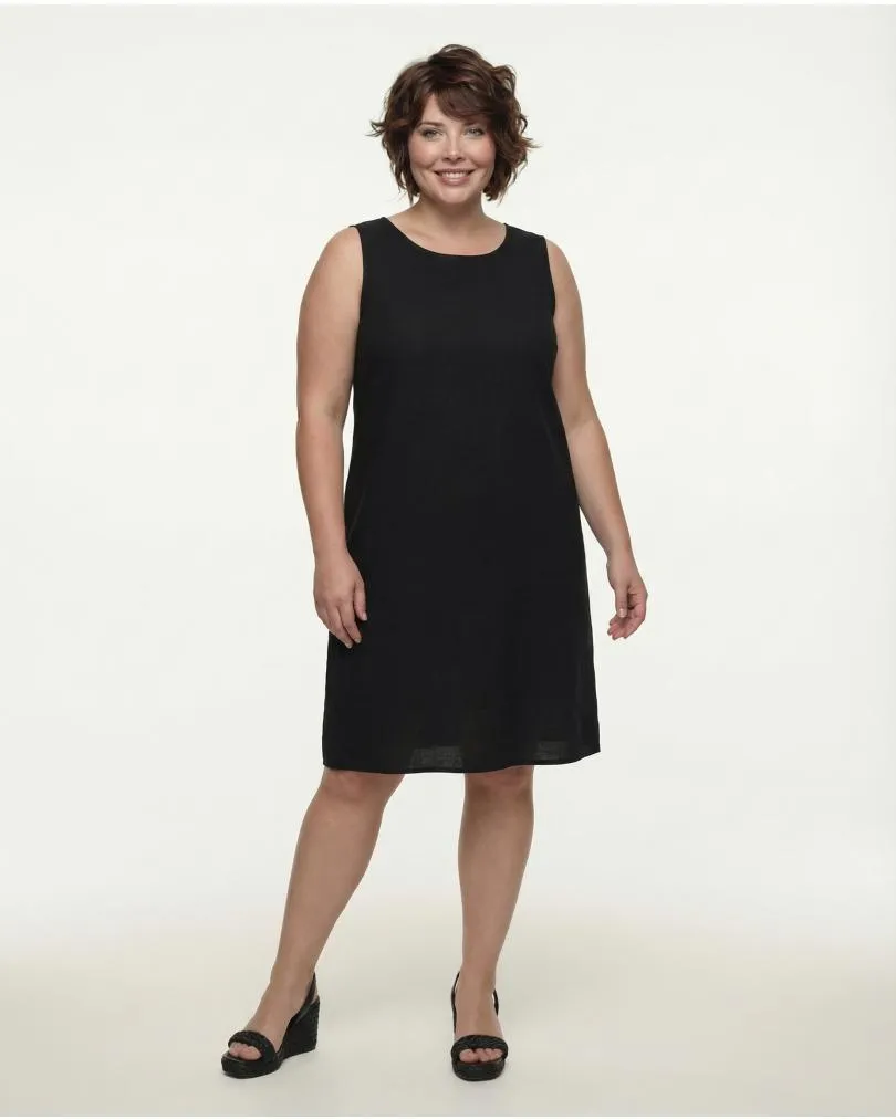 Leinenkleid Basic in  schwarz von Puro Lino (Bild 3)
