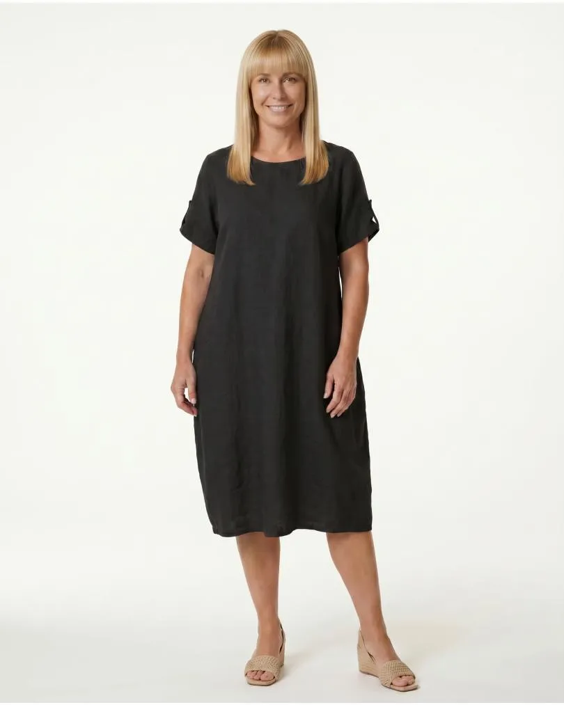Leinenkleid Basic in  schwarz von Puro Lino (Bild 3)