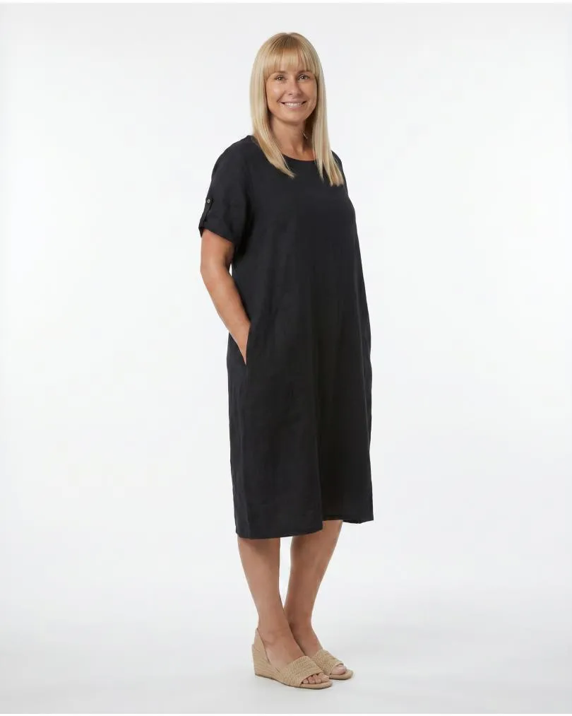 Leinenkleid Basic in  schwarz von Puro Lino (Bild 4)