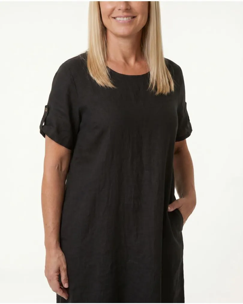 Leinenkleid Basic in  schwarz von Puro Lino (Bild 5)