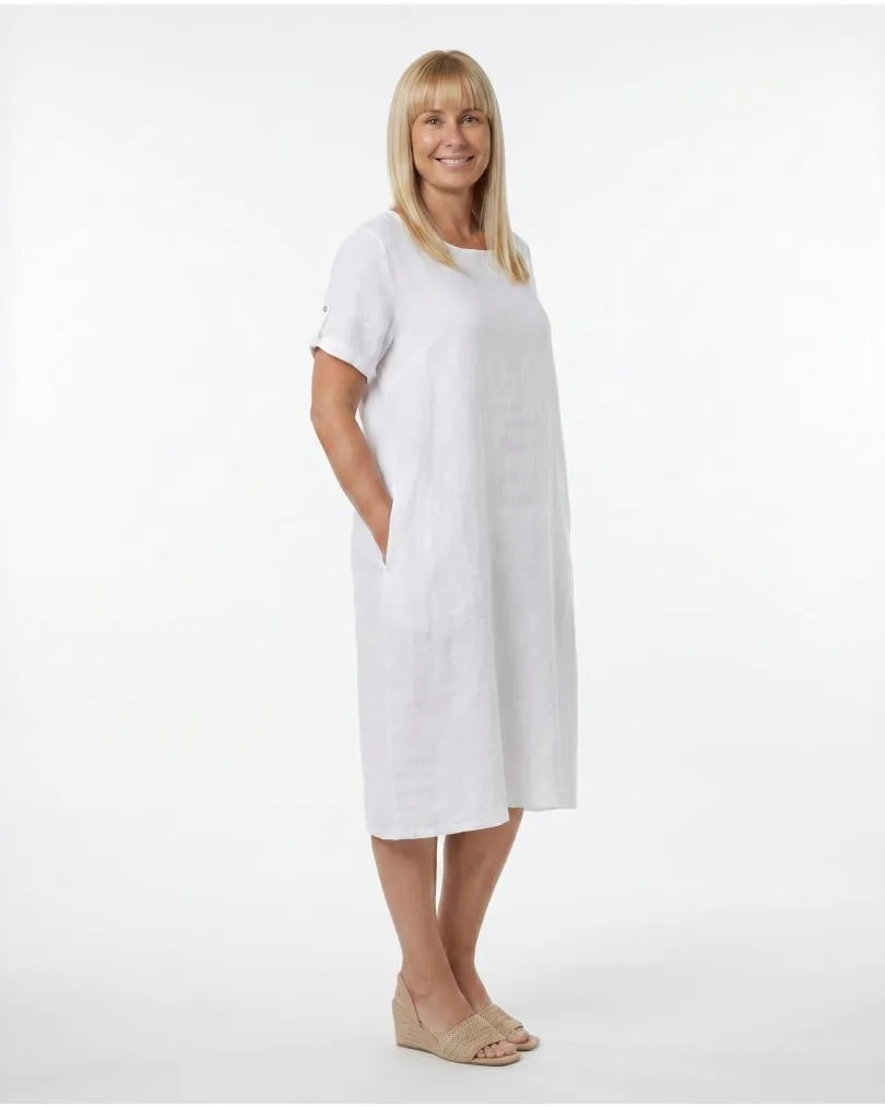 Leinenkleid Basic in  wei� von Puro Lino (Bild 4)