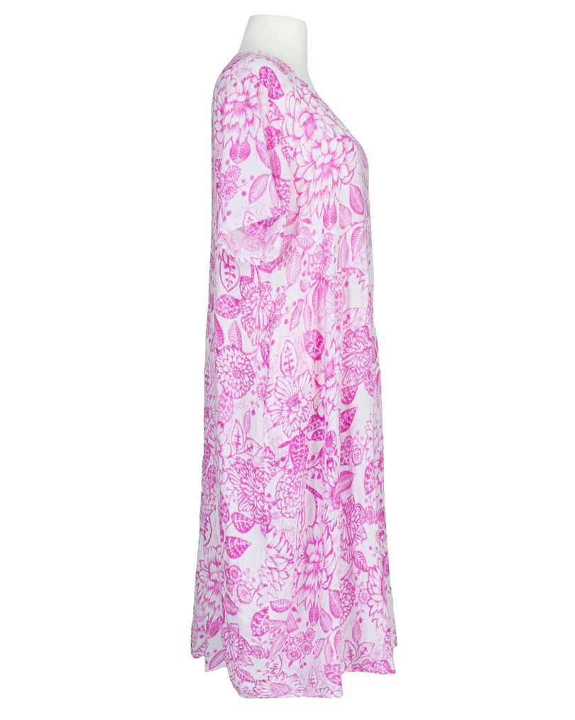 Leinenkleid Blumenmuster in  pink von Made in Italy (Bild 2)