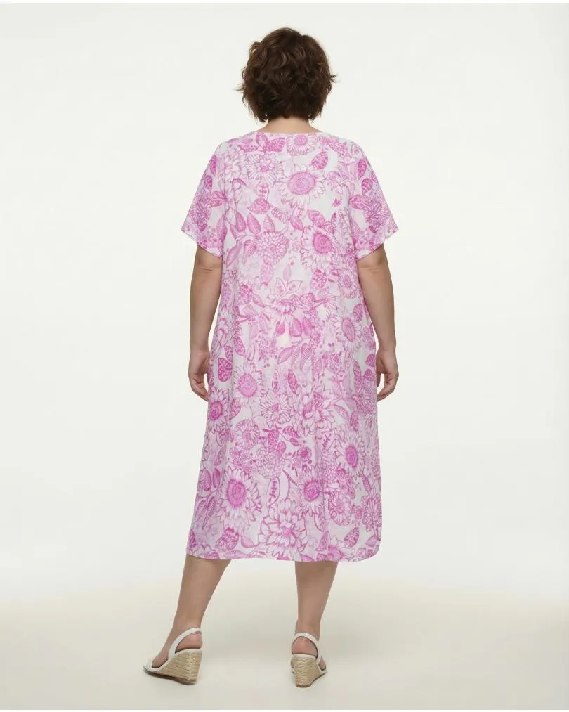 Leinenkleid Blumenmuster in  pink von Made in Italy (Bild 4)