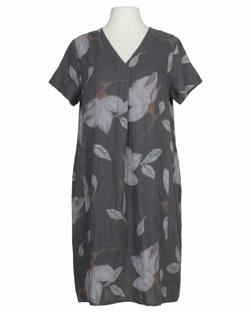 Leinenkleid Floral in  anthrazit von Puro Lino (Bild 1)