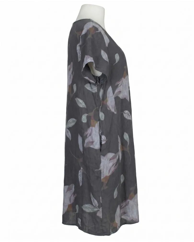 Leinenkleid Floral in  anthrazit von Puro Lino (Bild 2)