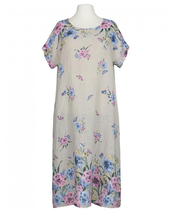 Leinenkleid Floral in beige von Puro Lino