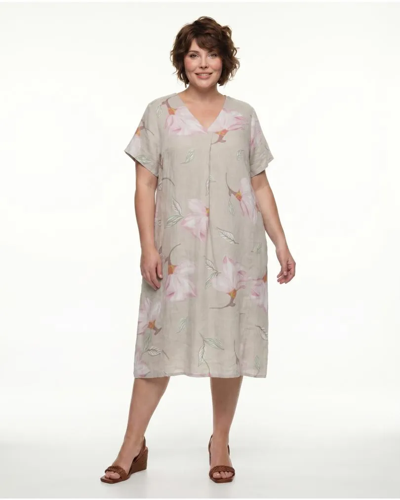 Leinenkleid Floral in  beige von Puro Lino (Bild 3)