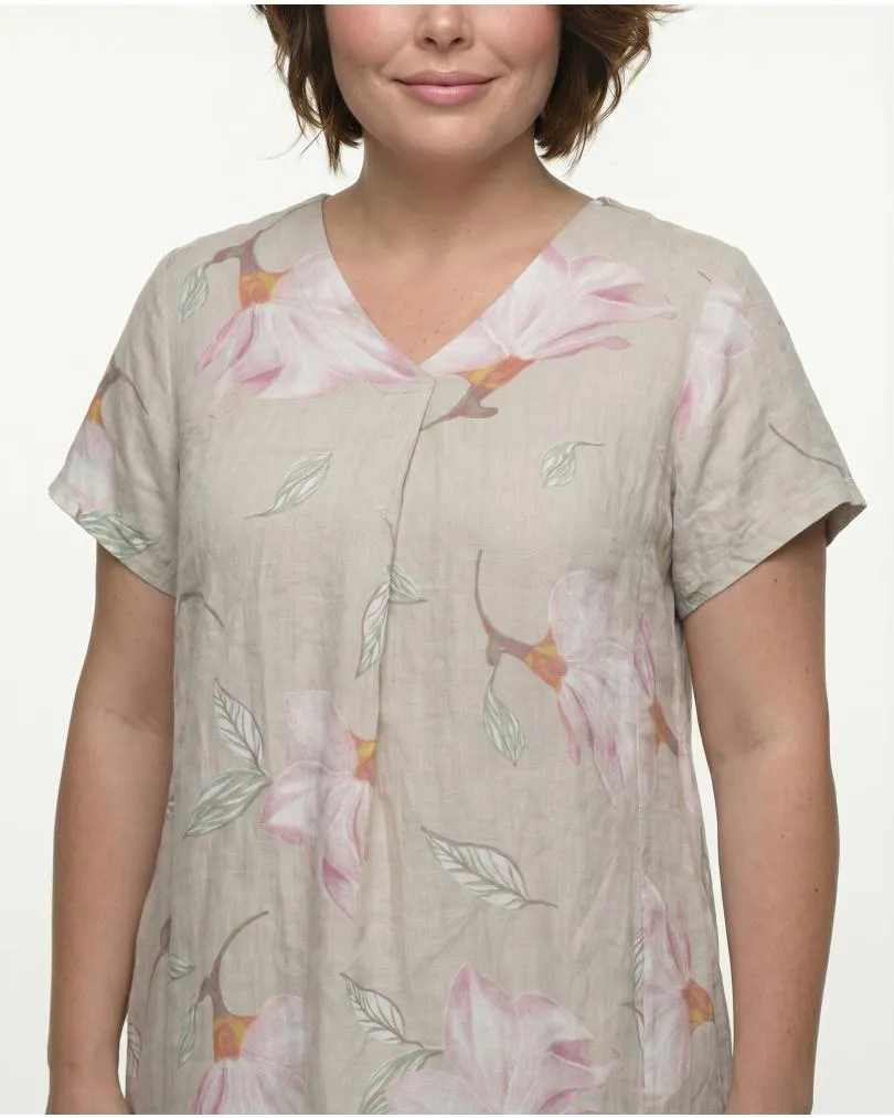 Leinenkleid Floral in  beige von Puro Lino (Bild 4)