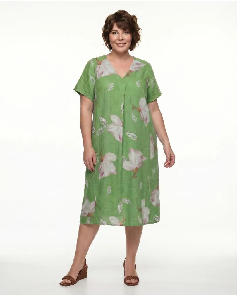 Leinenkleid Floral in  kiwi von Puro Lino (Bild 3)