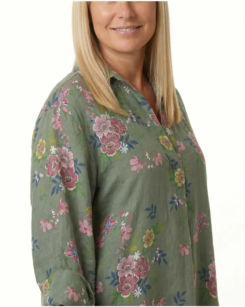 Leinenkleid Floral in  salbei von Puro Lino (Bild 4)