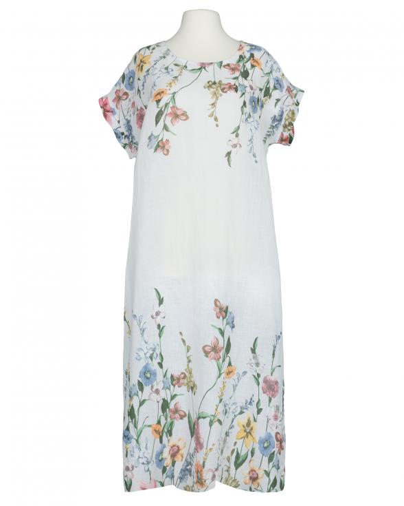 Leinenkleid Floral in wei� von Puro Lino
