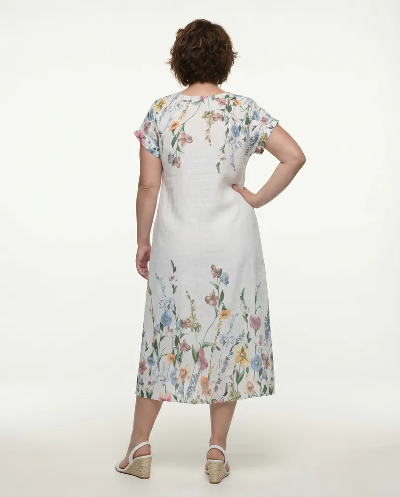 Leinenkleid Floral in  wei� von Puro Lino (Bild 4)