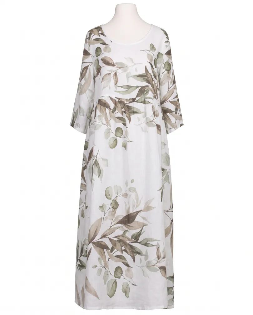 Leinenkleid Floral in wei� von Puro Lino