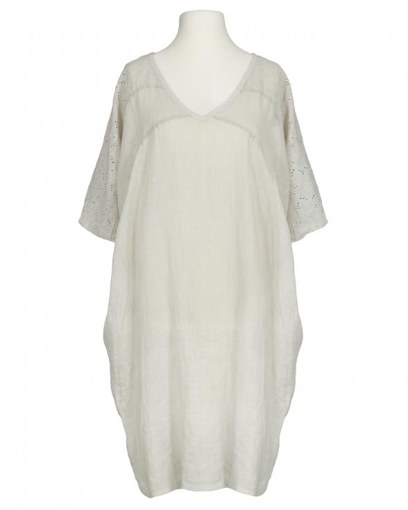 Leinenkleid Lochstickerei in beige von Spaziodonna