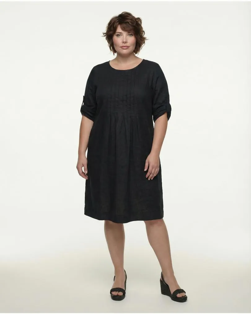 Leinenkleid mit Biesen in  schwarz von Made in Italy (Bild 3)