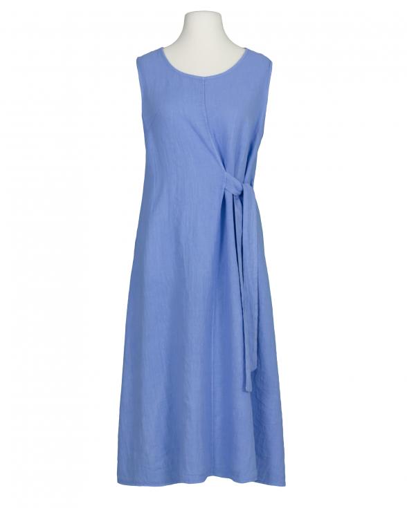 Leinenkleid mit Bindeg�rtel in blau von Puro Lino