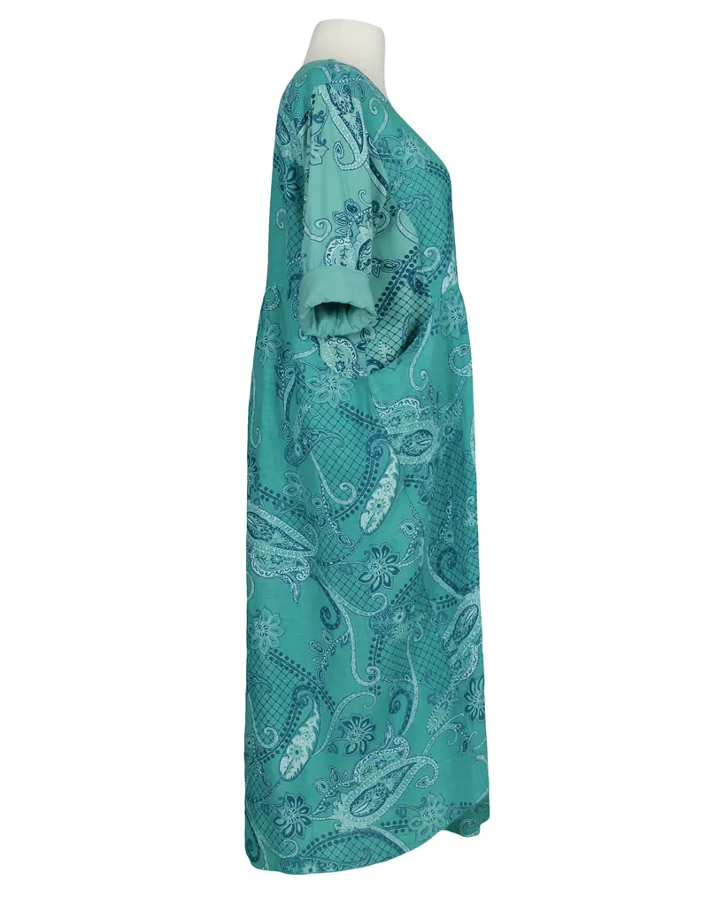 Leinenkleid mit Blumen in  aqua von Puro Lino (Bild 2)