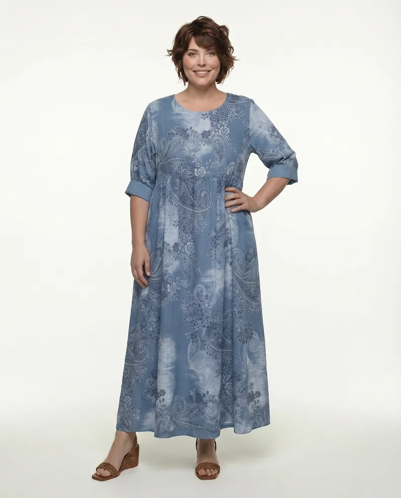 Leinenkleid mit Blumen in  blau von Puro Lino (Bild 3)