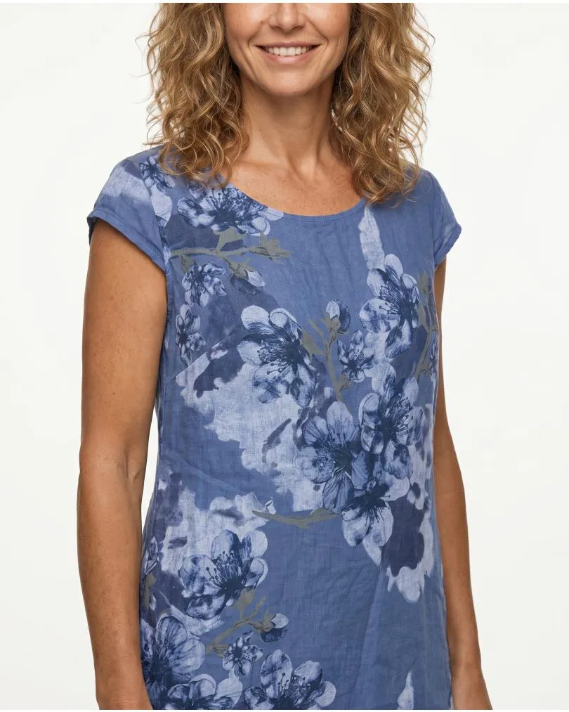 Leinenkleid mit Blumen in  blau von Puro Lino (Bild 4)