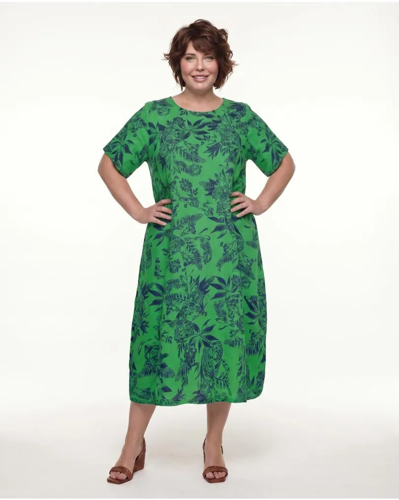 Leinenkleid mit Blumen in  gr�n von Puro Lino (Bild 3)