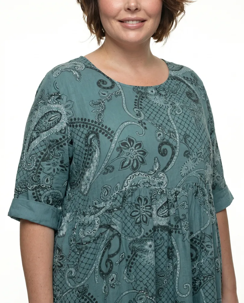 Leinenkleid mit Blumen in  jade von Puro Lino (Bild 4)