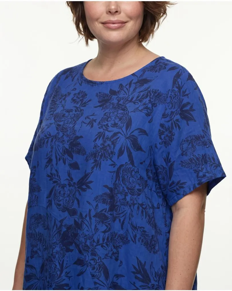 Leinenkleid mit Blumen in  royalblau von Puro Lino (Bild 4)