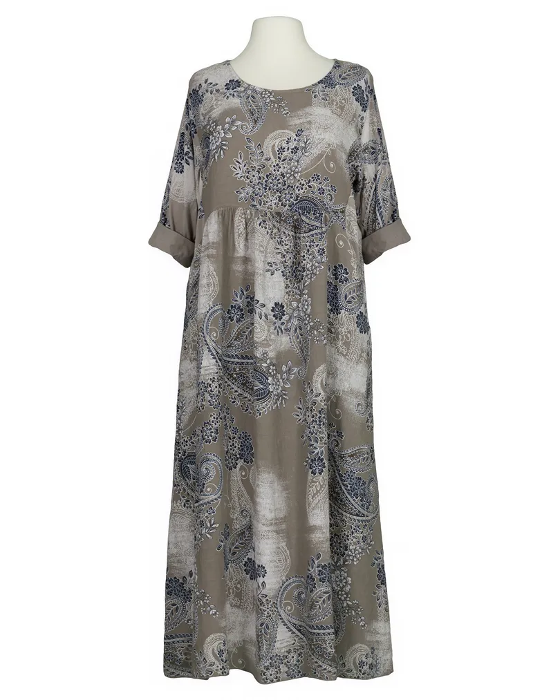 Leinenkleid mit Blumen in  taupe von Puro Lino (Bild 1)