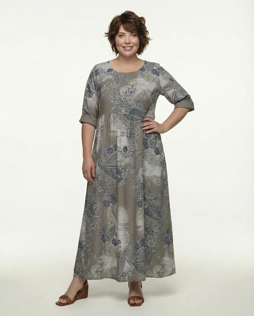 Leinenkleid mit Blumen in  taupe von Puro Lino (Bild 3)