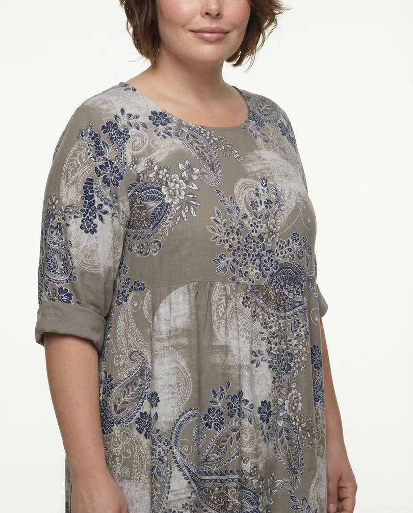 Leinenkleid mit Blumen in  taupe von Puro Lino (Bild 4)