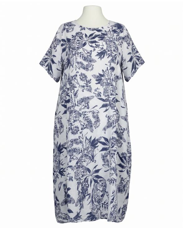 Leinenkleid mit Blumen in wei� von Puro Lino