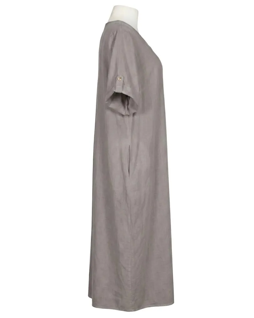 Leinenkleid mit Blumenbesatz in  braun von Puro Lino (Bild 2)