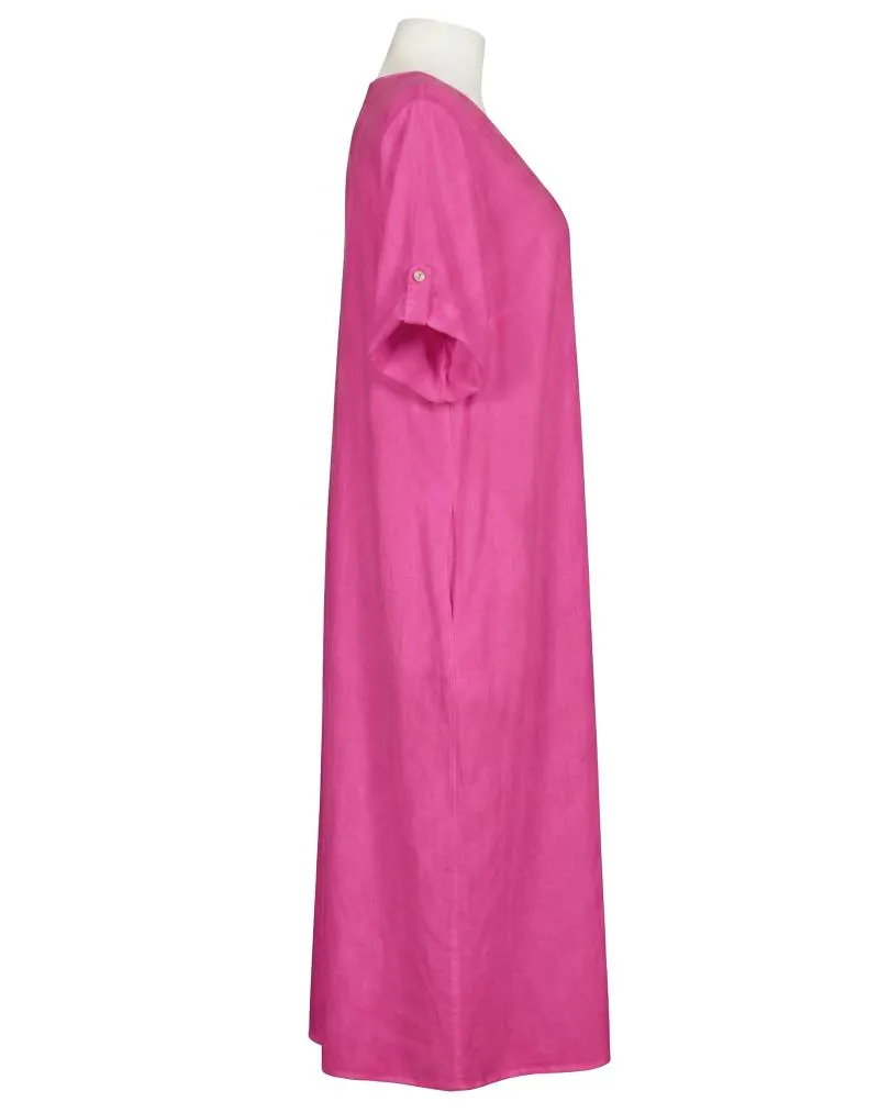 Leinenkleid mit Blumenbesatz in  pink von Puro Lino (Bild 2)