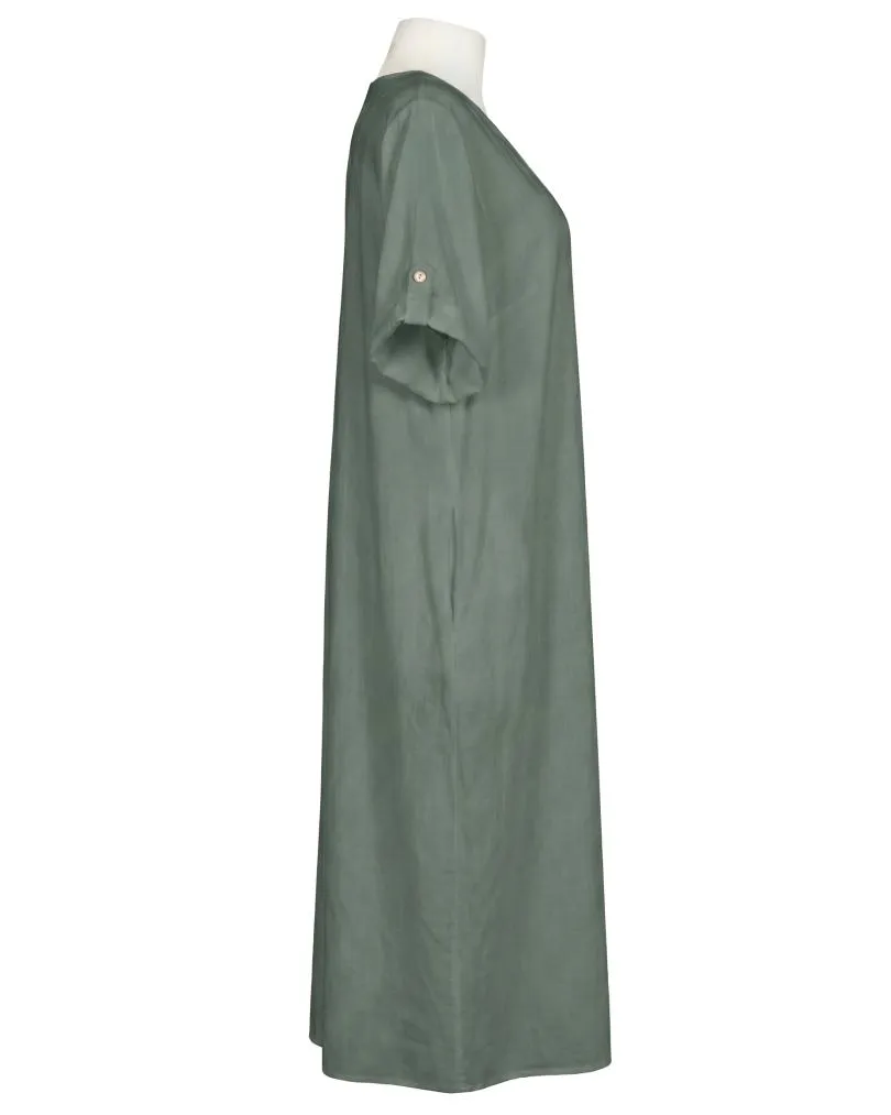 Leinenkleid mit Blumenbesatz in  salbei von Puro Lino (Bild 2)