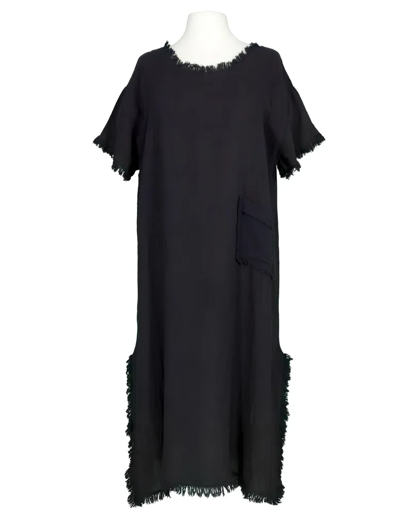 Leinenkleid mit Fransen in  schwarz von Made in Italy (Bild 1)