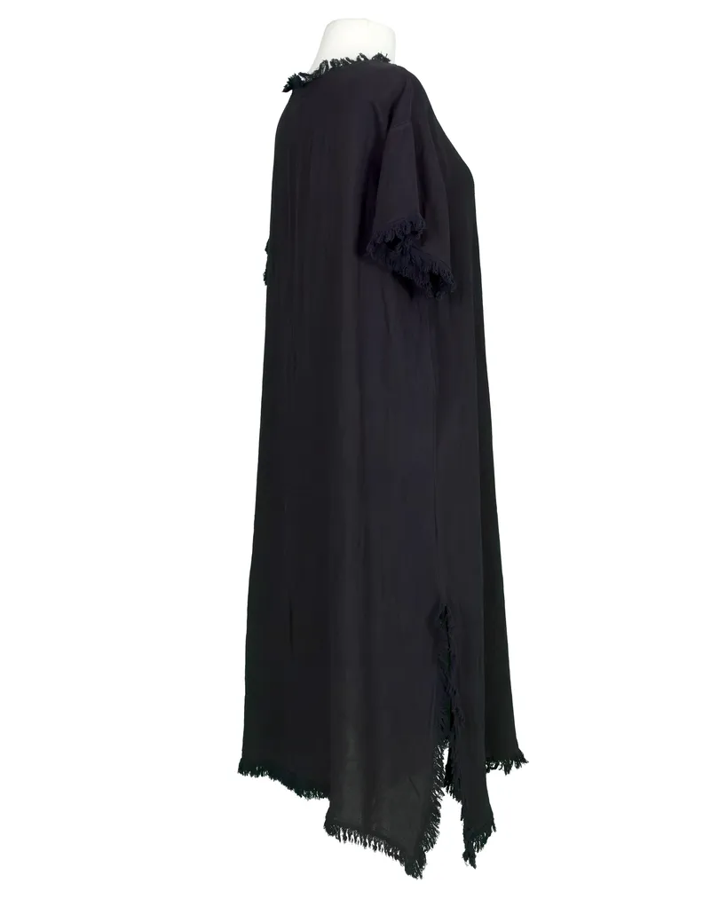 Leinenkleid mit Fransen in  schwarz von Made in Italy (Bild 2)