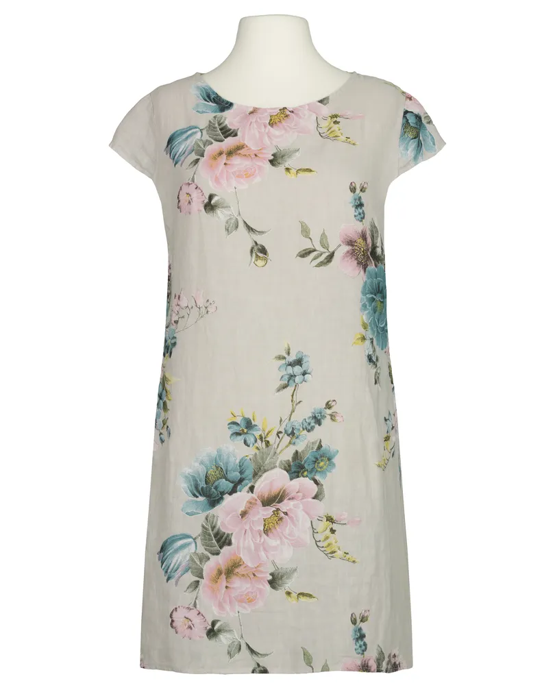 Leinenkleid mit Rosen in beige von Puro Lino