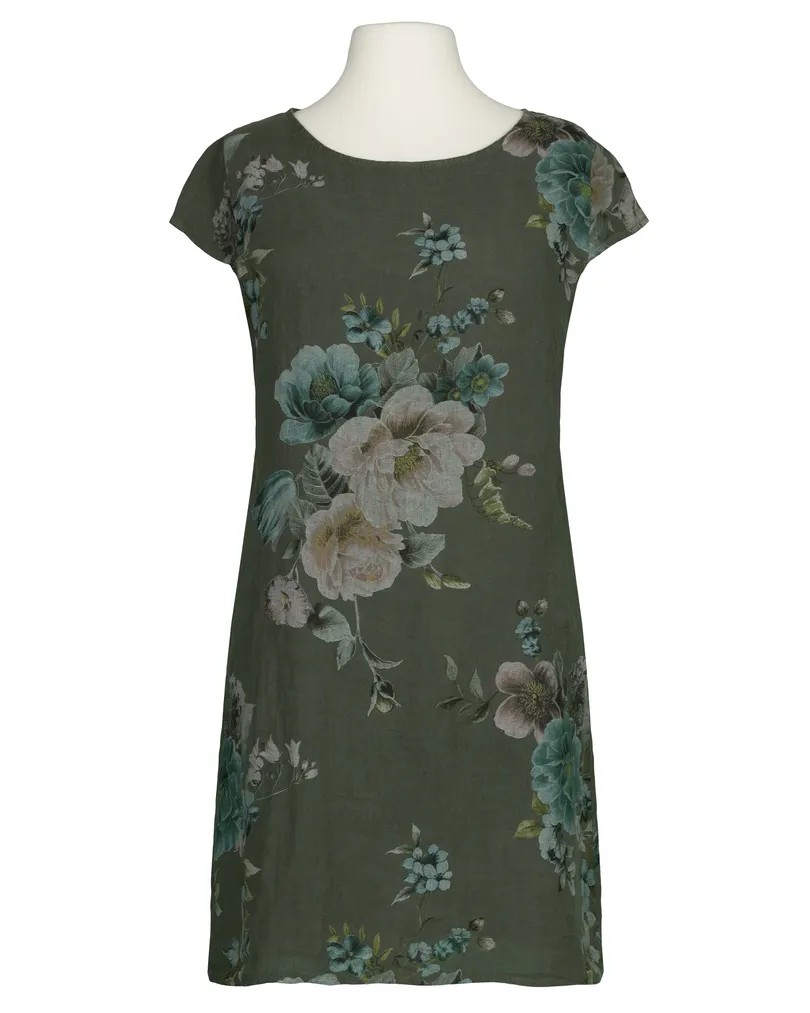 Leinenkleid mit Rosen in  khaki von Puro Lino (Bild 1)