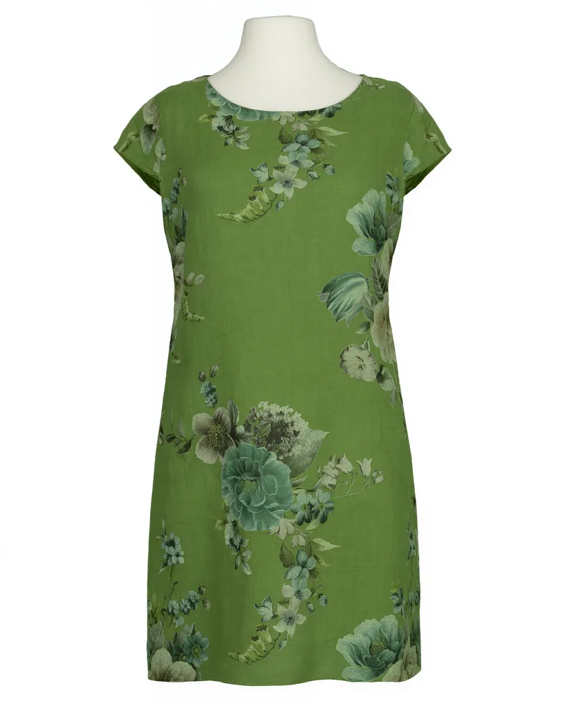 Leinenkleid mit Rosen in kiwi von Puro Lino